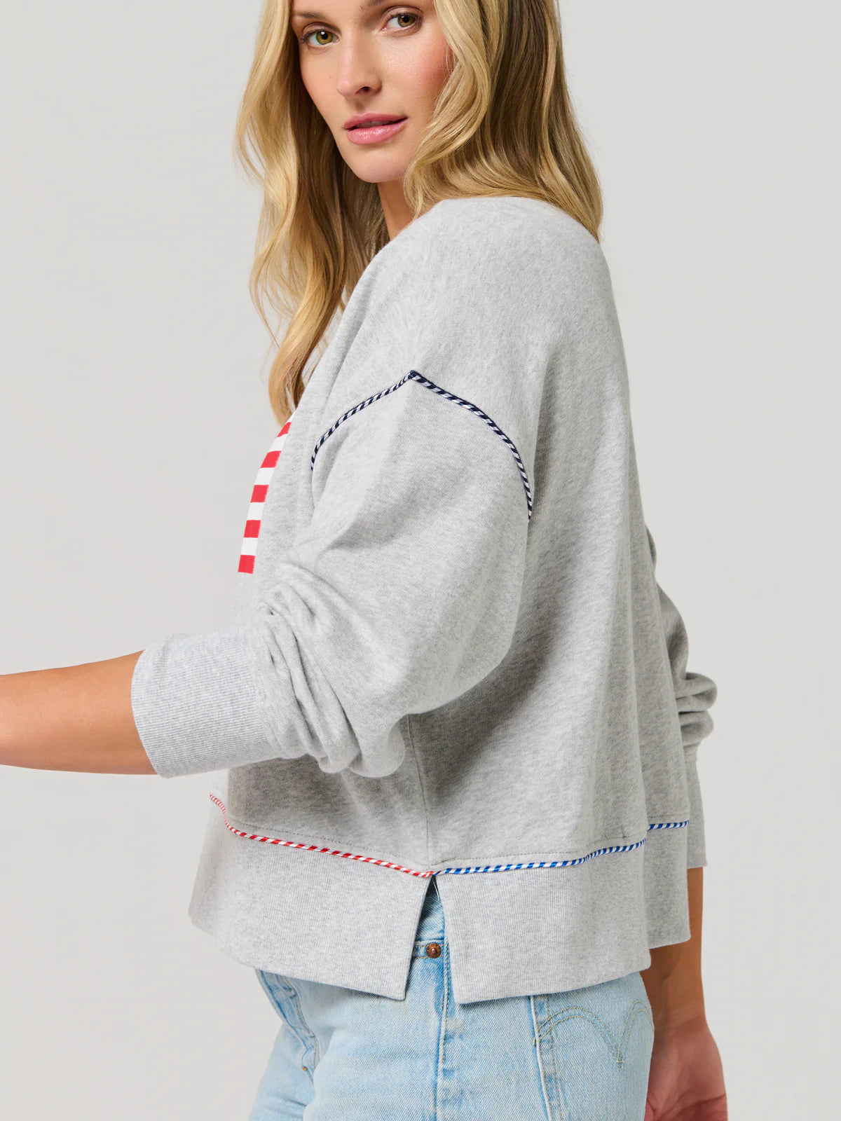 AMERICAN FLAG RELAXED SWEATSHIRTS, GREY