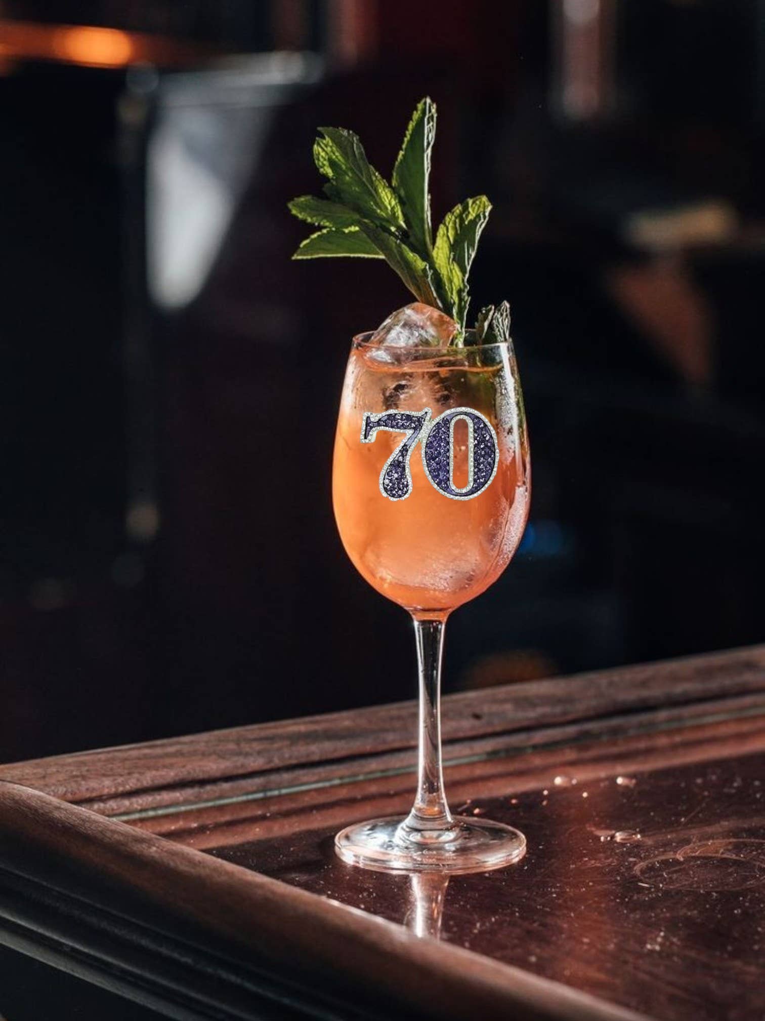 70th Birthday Stemmed Wine Glass