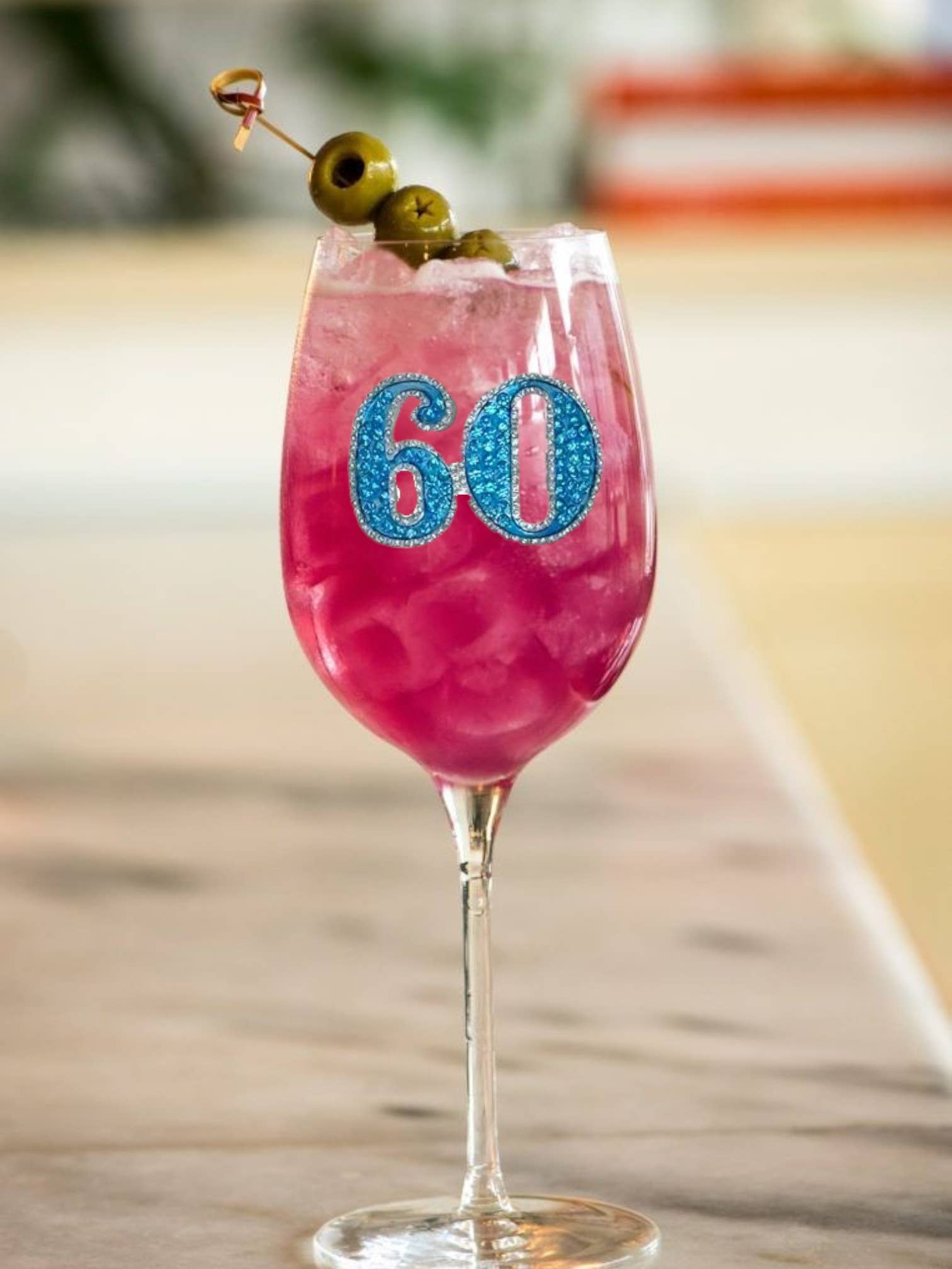60th Birthday Jeweled Stemmed Wine Glass
