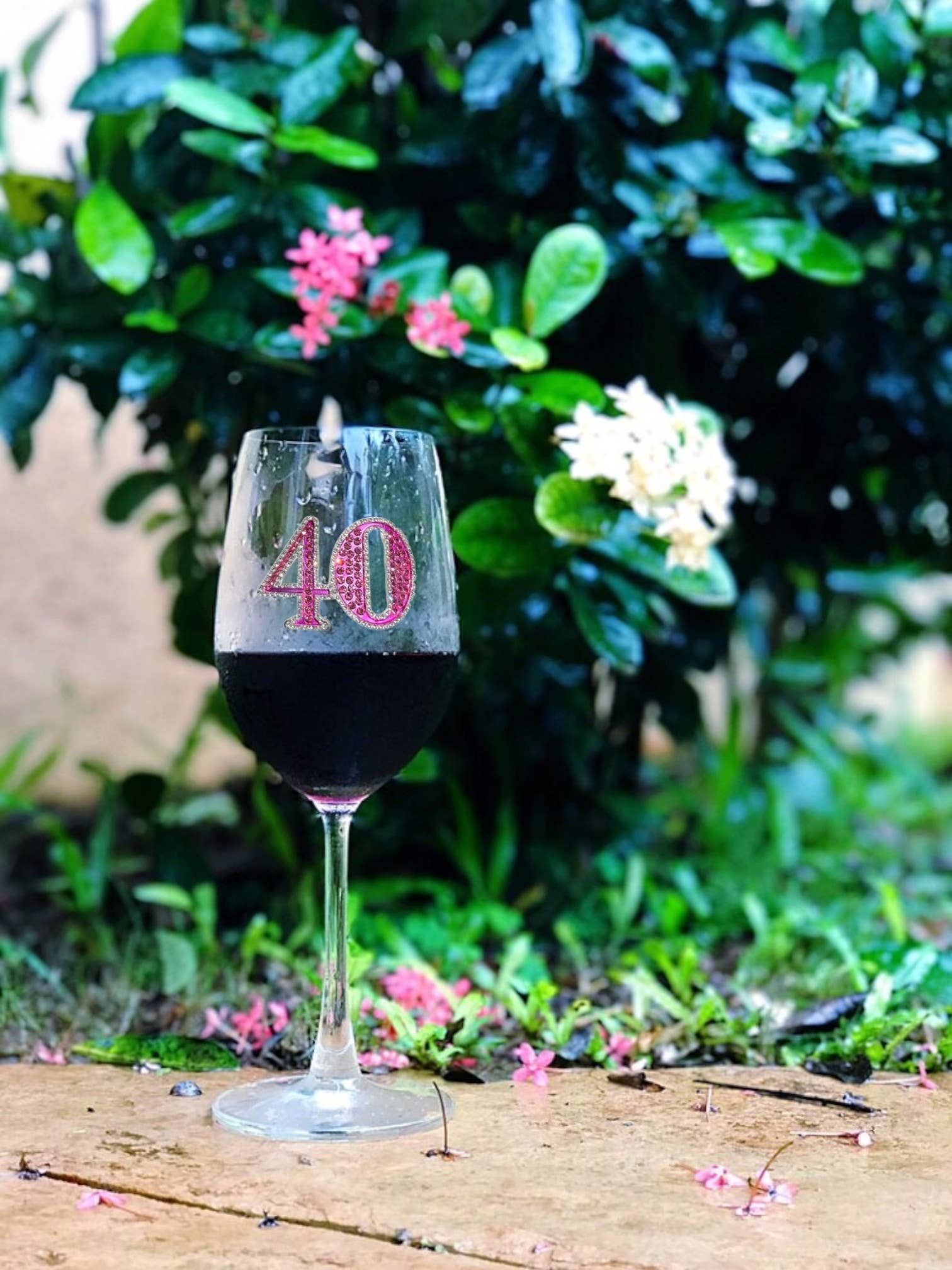 40th Birthday Jeweled Stemmed Wine Glass