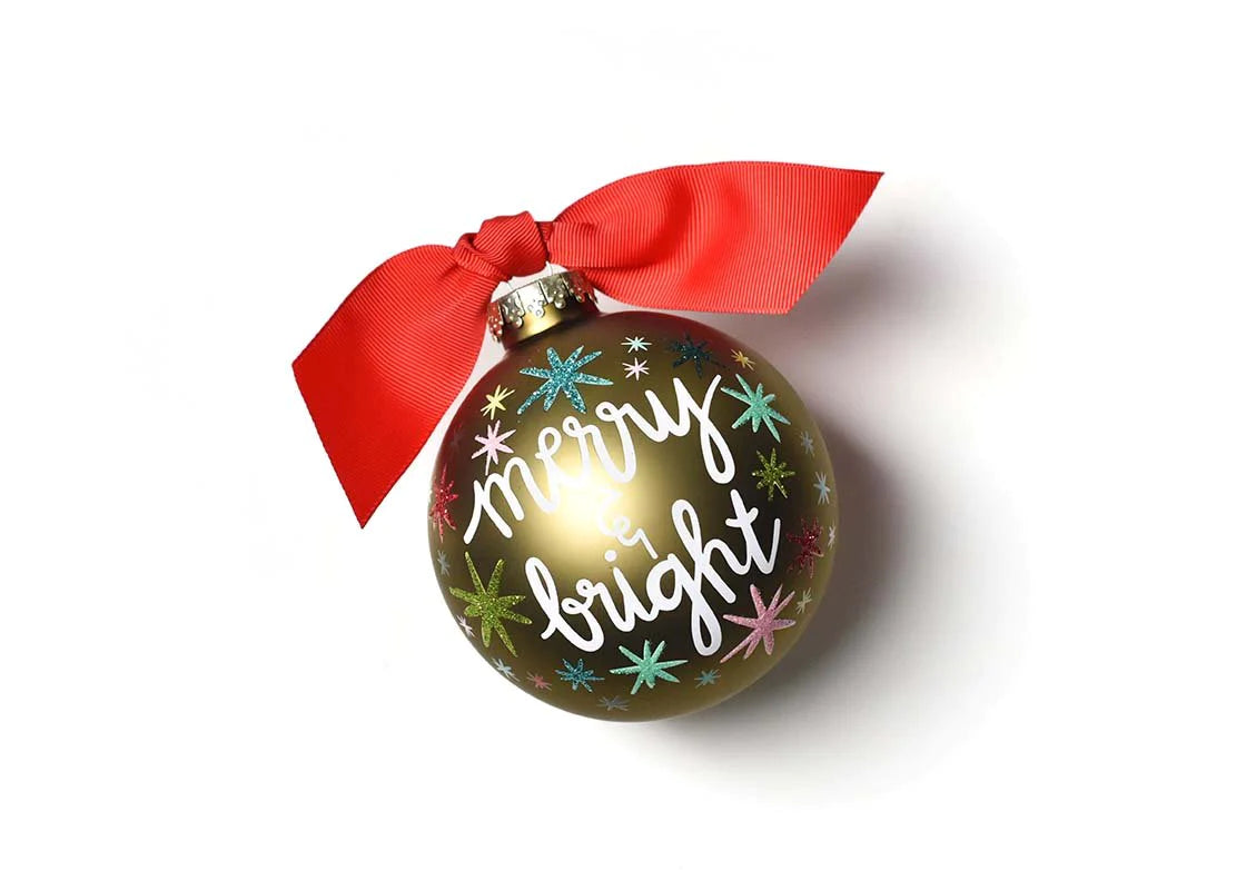 Merry and Bright Glass Ornament