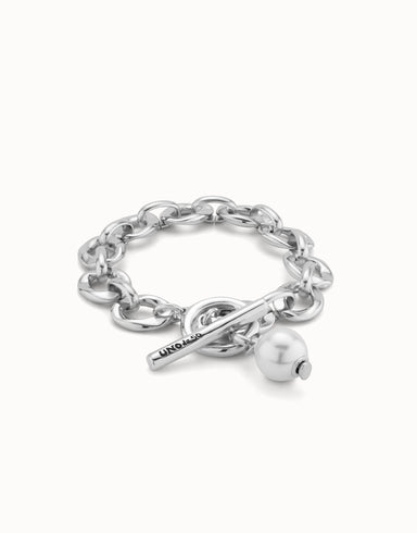 Large Link Bracelet with a Pearl