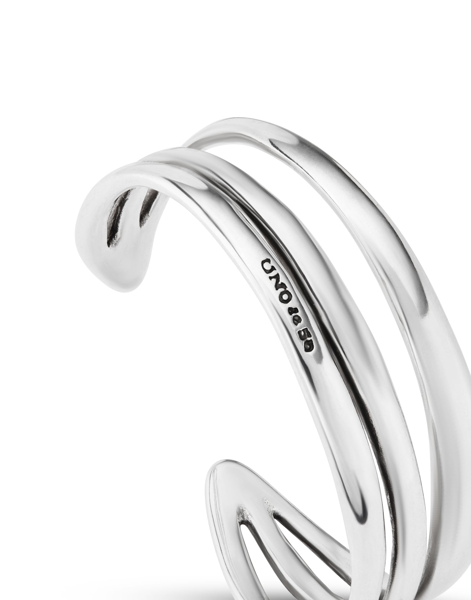 Triple curved handcrafted bangle bracelet