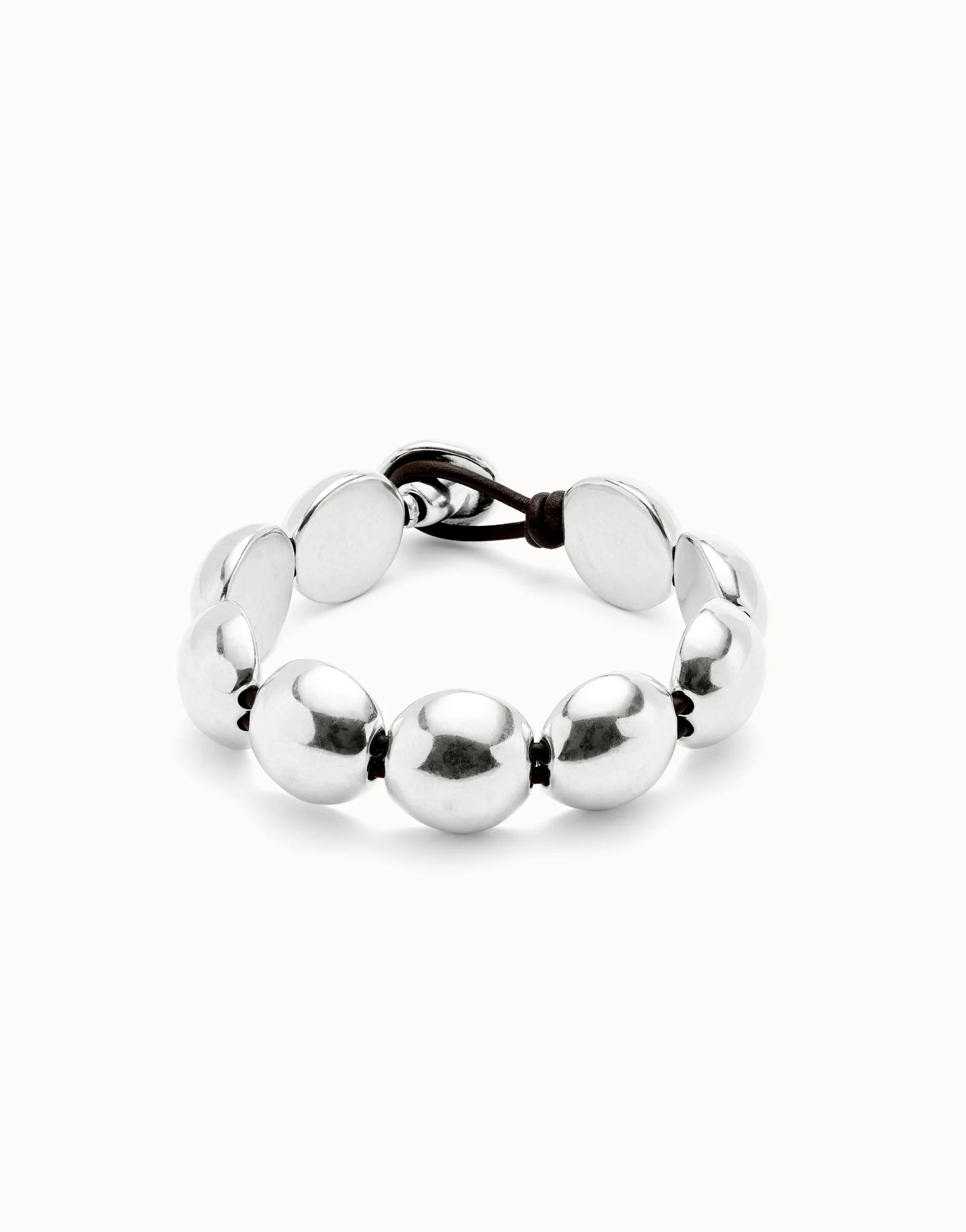 Leather Bracelet with small round beads