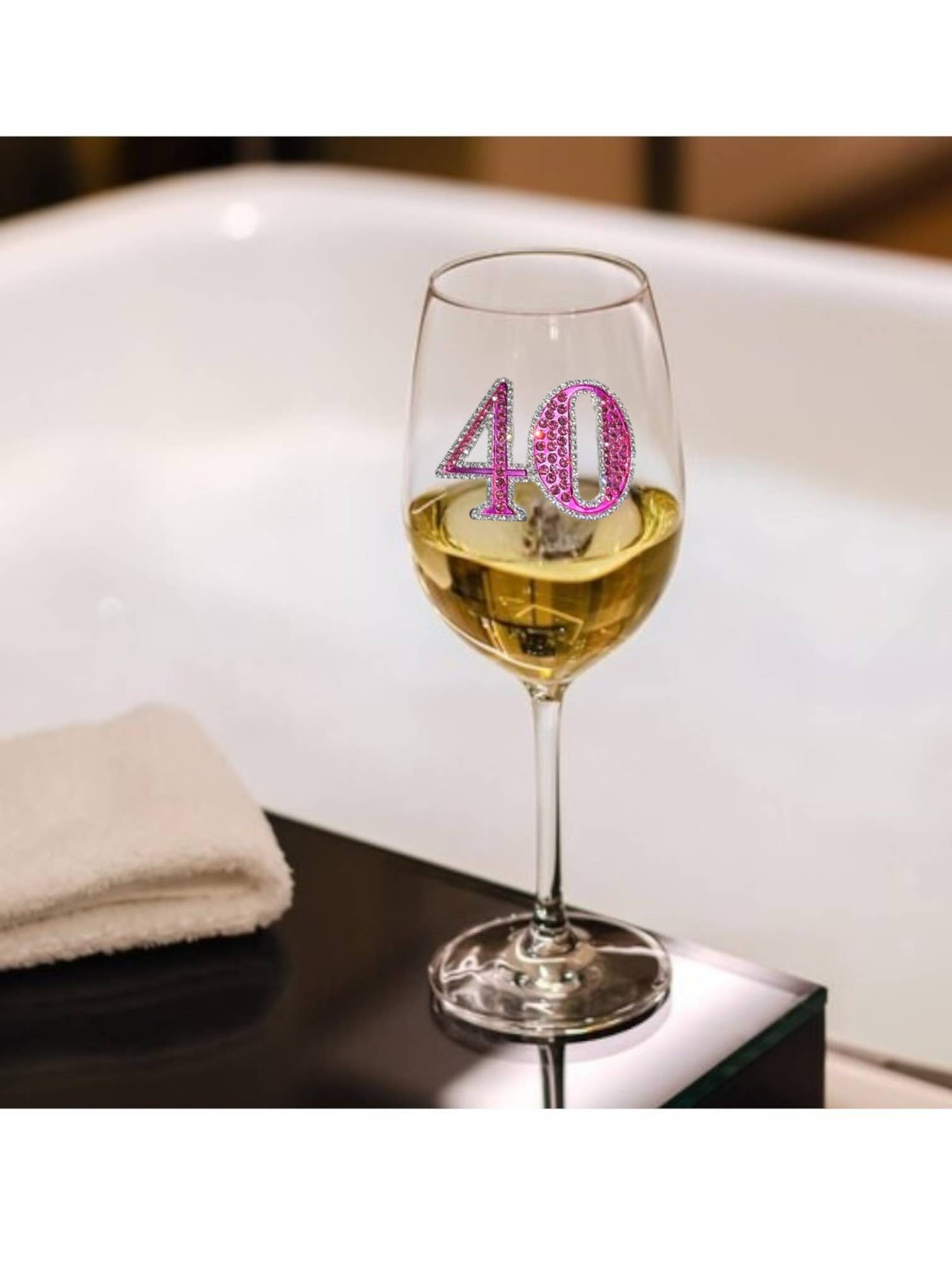 40th Birthday Jeweled Stemmed Wine Glass