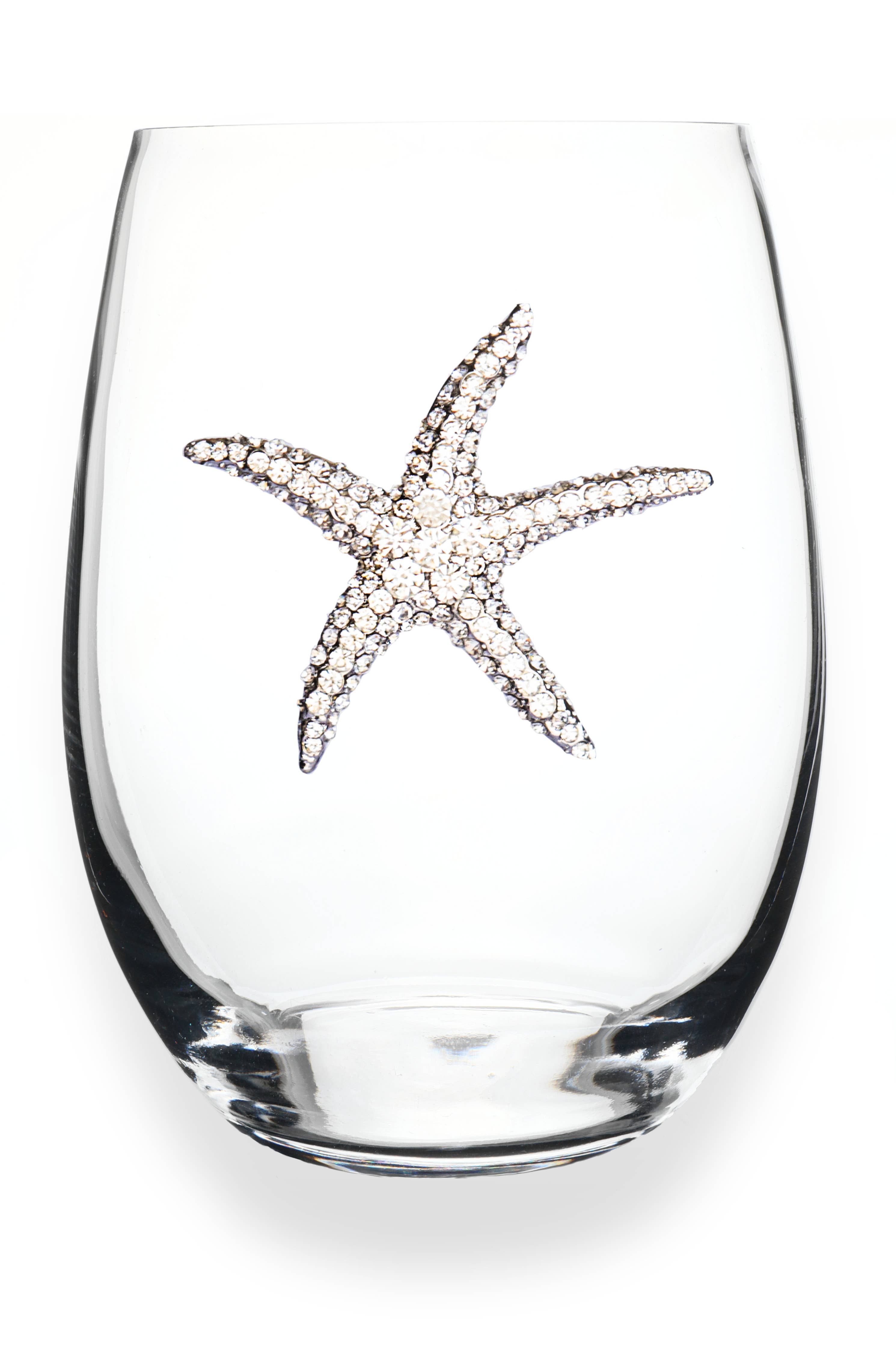 Starfish Jeweled Stemless Wine Glass