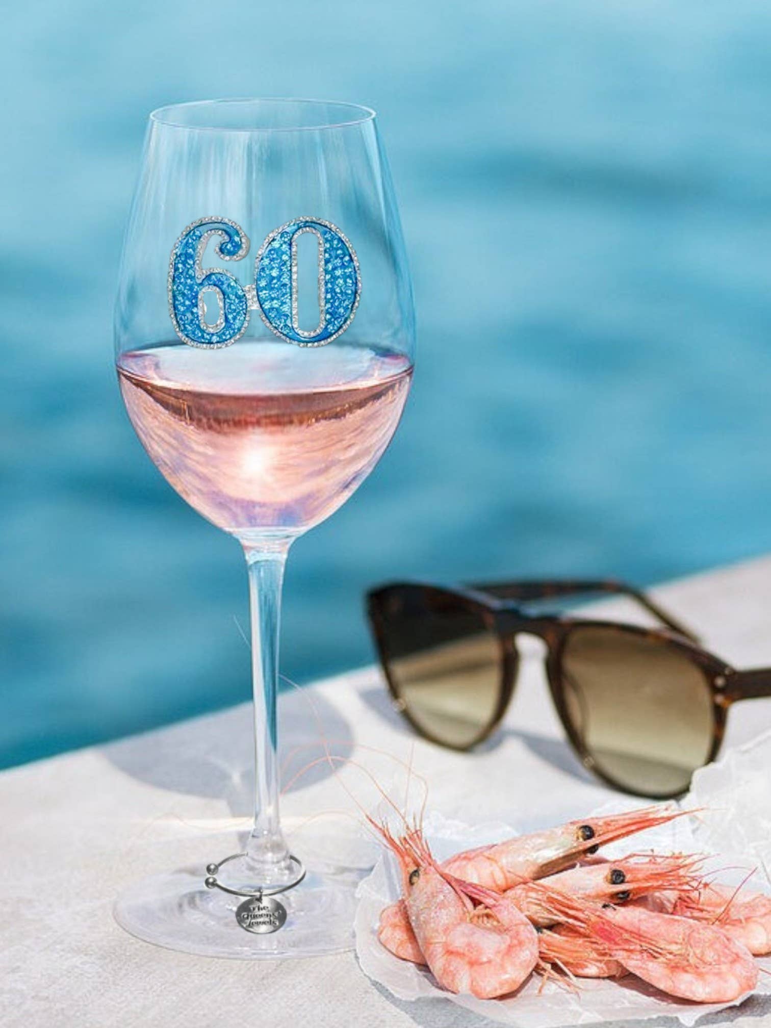 60th Birthday Jeweled Stemmed Wine Glass