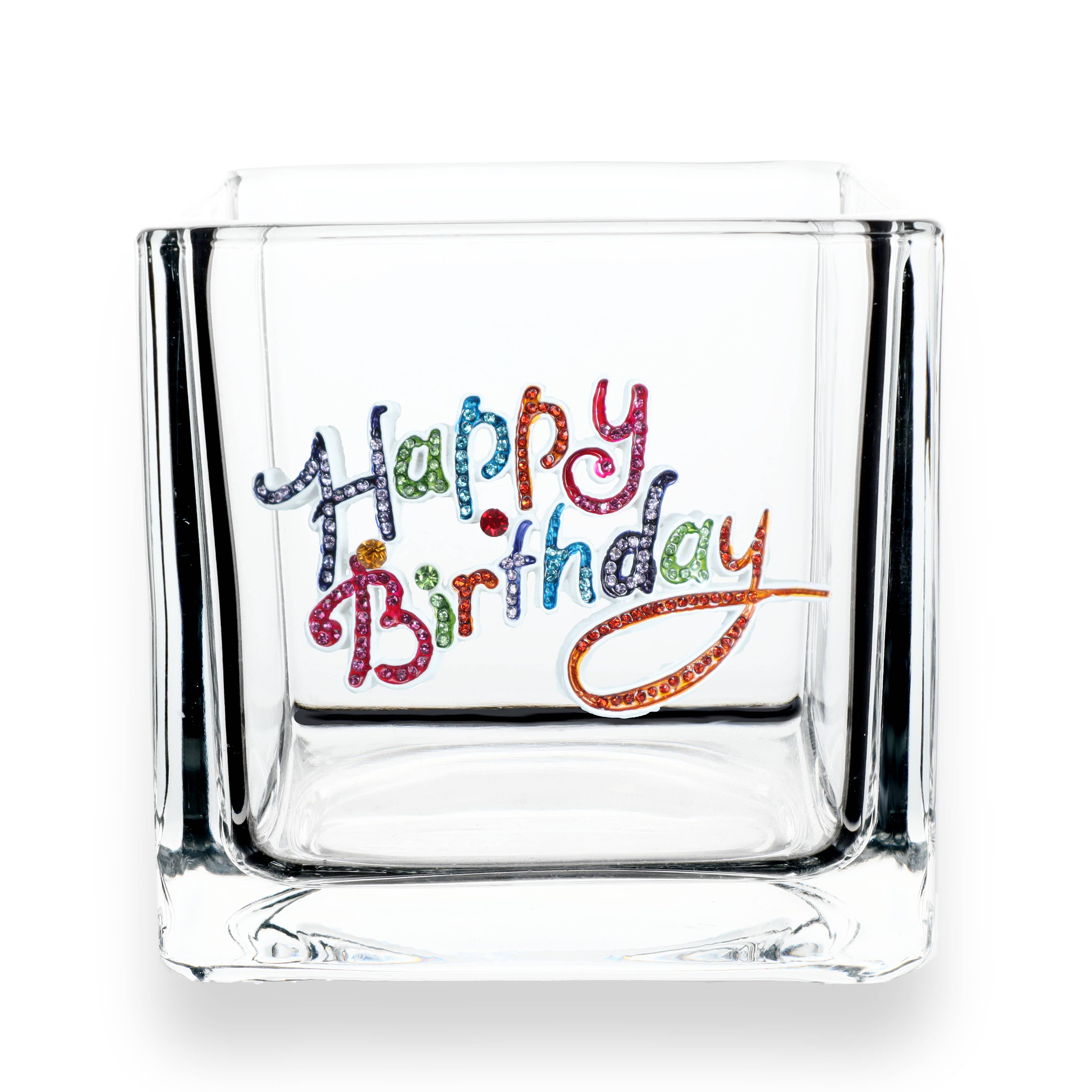 Happy Birthday 4x4 Candle Holder Vase