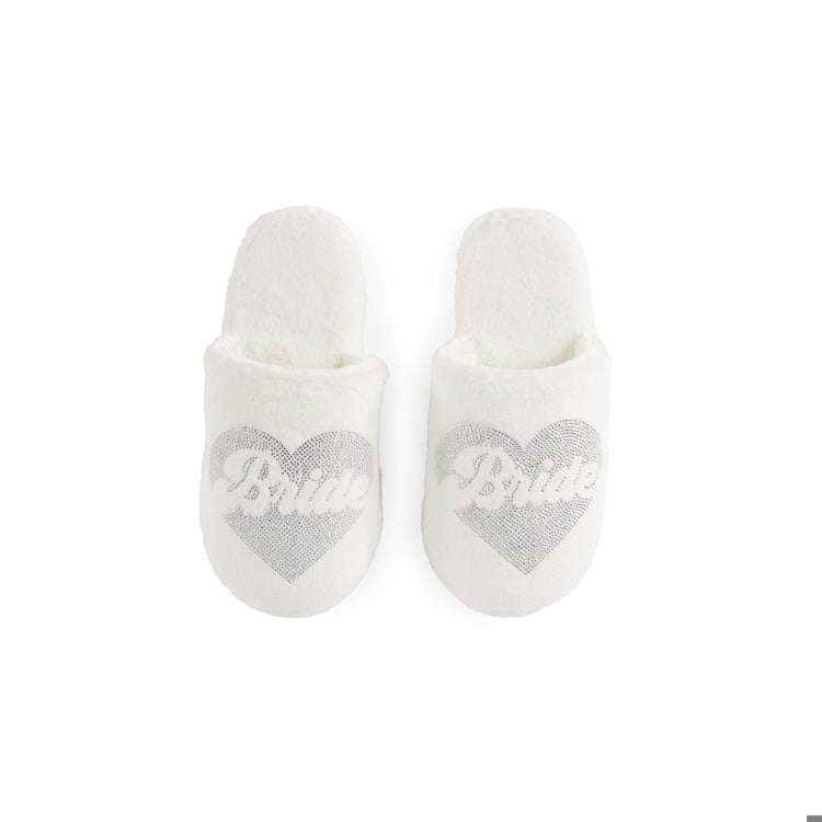 ASSORTED SET OF 2 SIZES BRIDE HEART SLIPPERS,IVORY