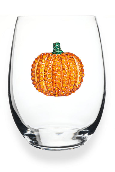 Pumpkin Jeweled Stemless Wine Glass