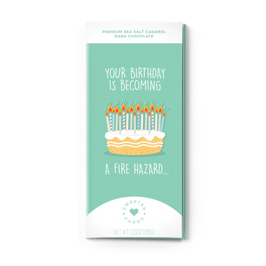 Your Birthday Is a Fire Hazard Greeting Card w/Chocolate