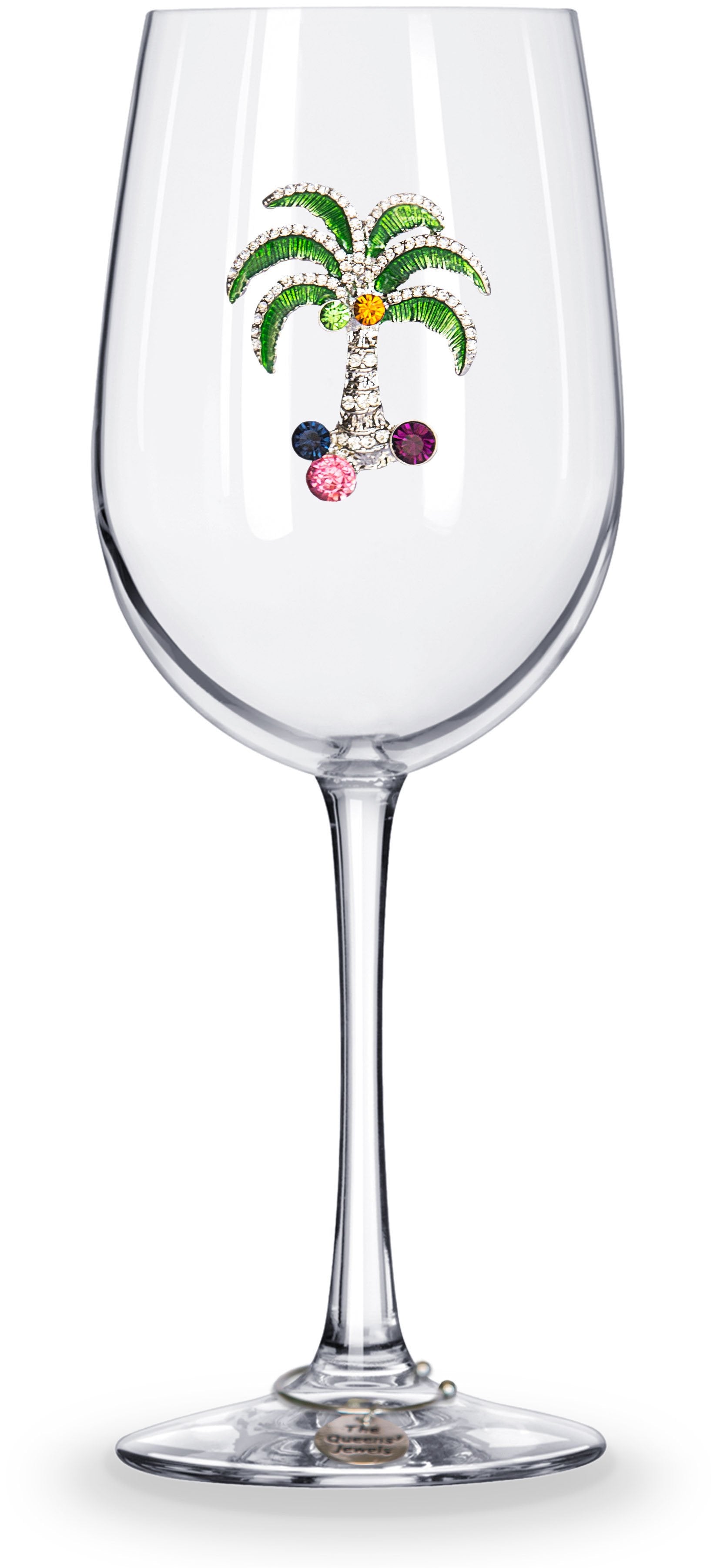Palm Tree Jeweled Stemmed Wine Glass