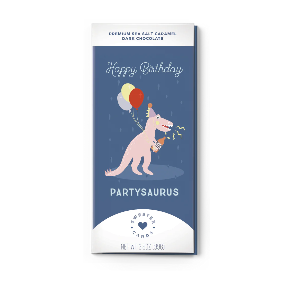 Happy Birthday Partysaurus Greeting Card w/Chocolate