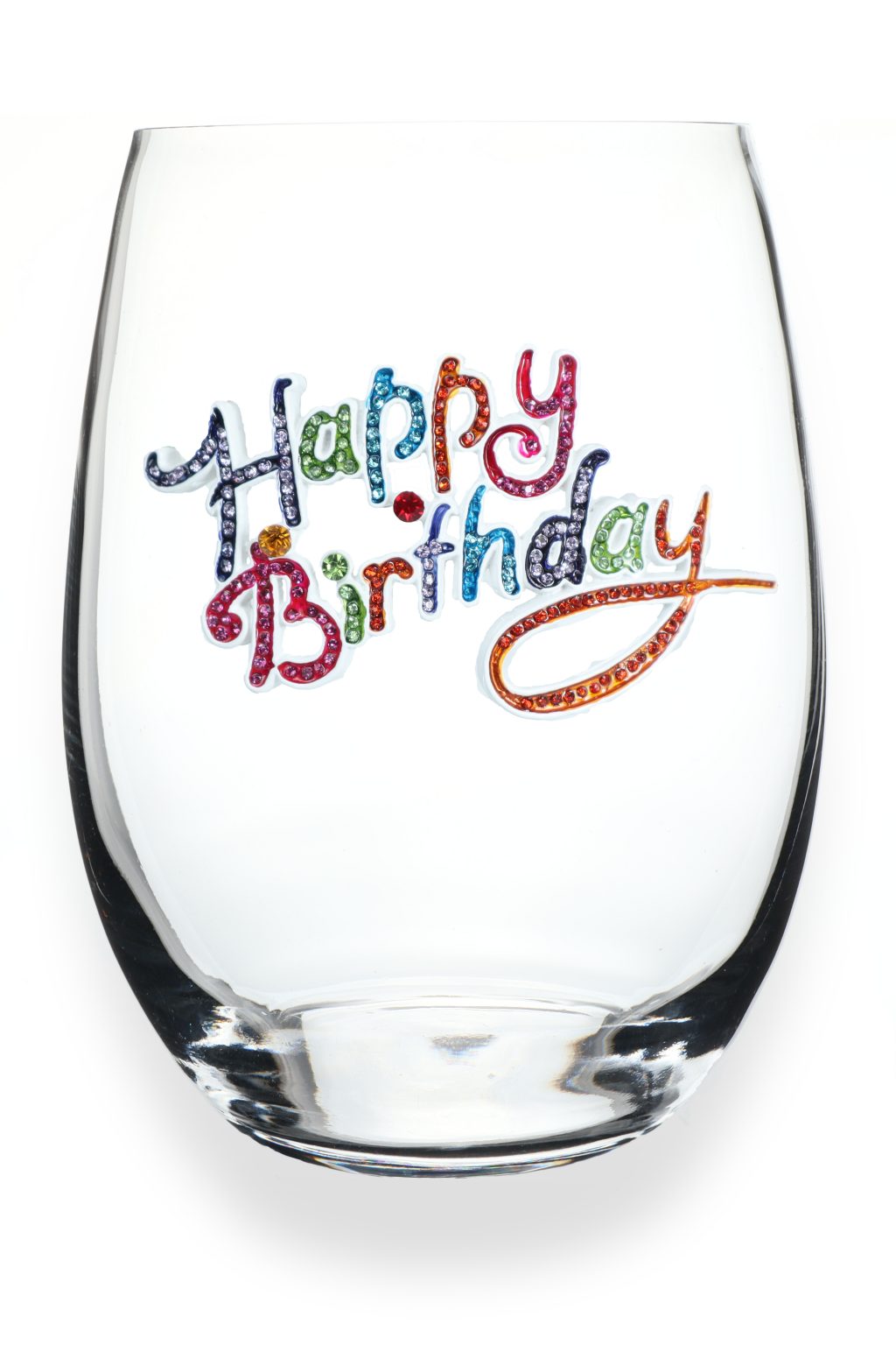 Happy Birthday Jeweled Stemless Wine Glass