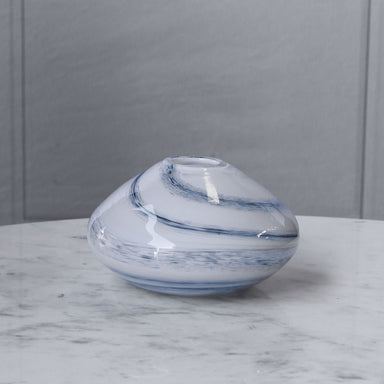 Glass Blue and White Alabaster Short Vase