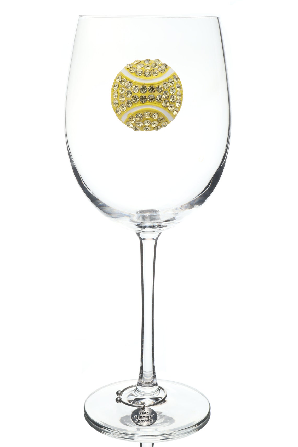 Tennis Ball Jeweled Stemmed Wine Glass